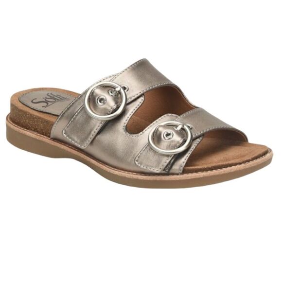 SOFFT Brooklyn Sandals Pewter Leather Size 9 - Picture 1 of 16